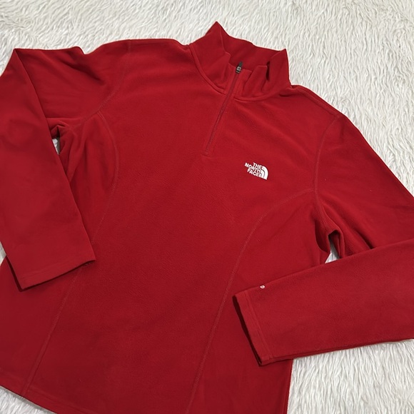 The north face TKA 100 red half zip fleece sweater size large - Picture 2 of 6